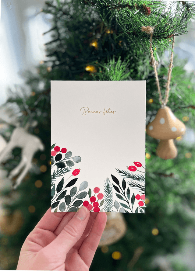 Carte de voeux aquarelle - Bonnes fêtes