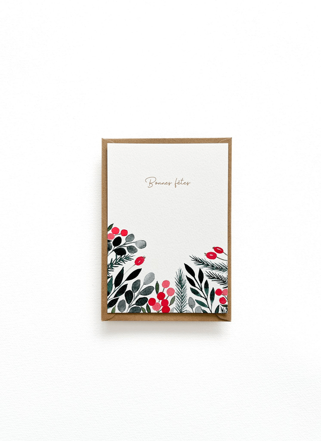 Carte de voeux aquarelle - Bonnes fêtes