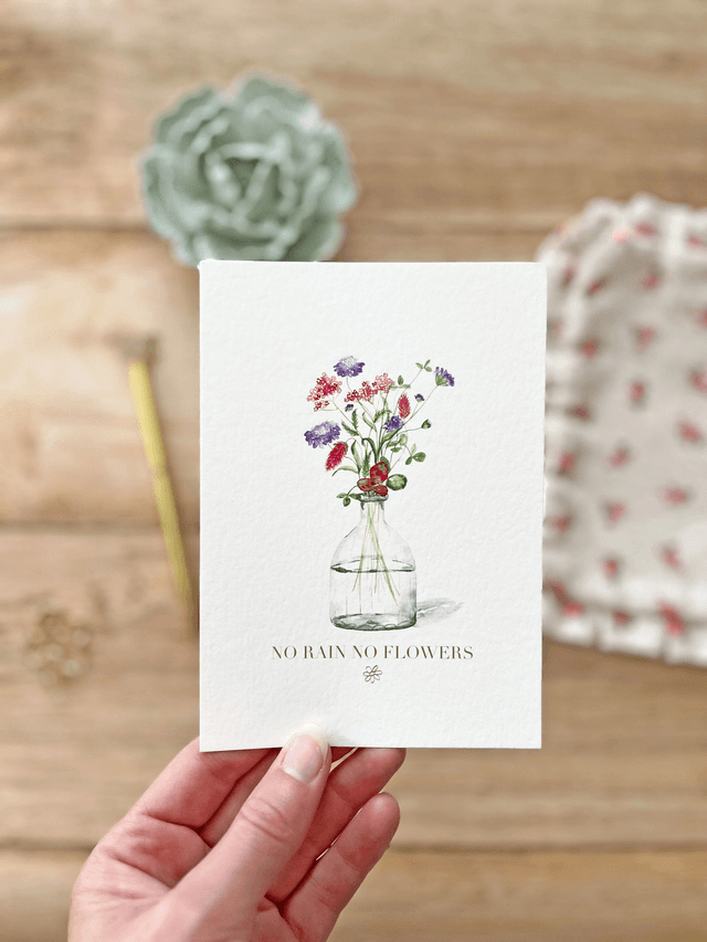 Carte postale aquarelle - No rain no flowers
