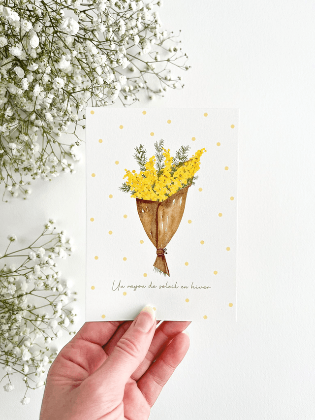 Carte postale aquarelle - Mimosa