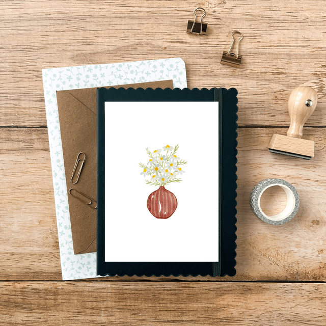 Carte postale aquarelle - Bouquet de marguerites
