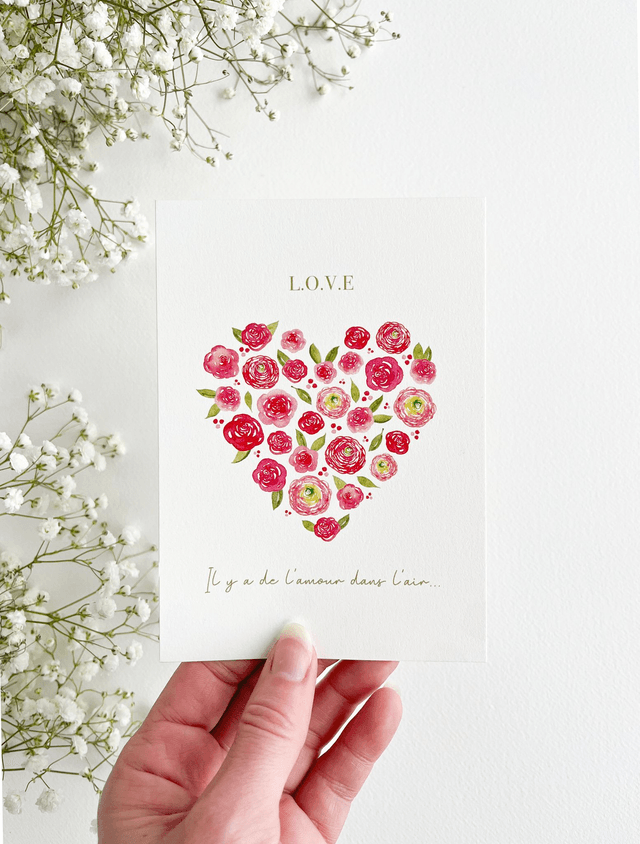 Carte postale aquarelle - LOVE