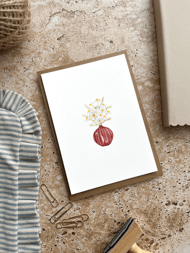 Carte postale aquarelle - Bouquet de marguerites