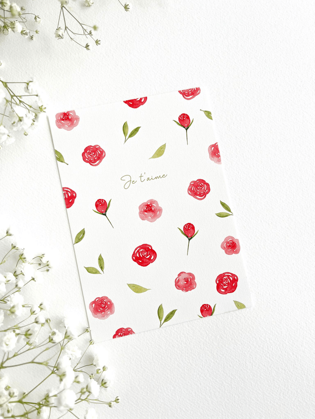 Carte postale aquarelle - Je t'aime