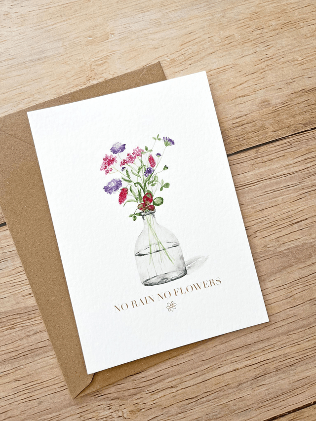 Carte postale aquarelle - No rain no flowers