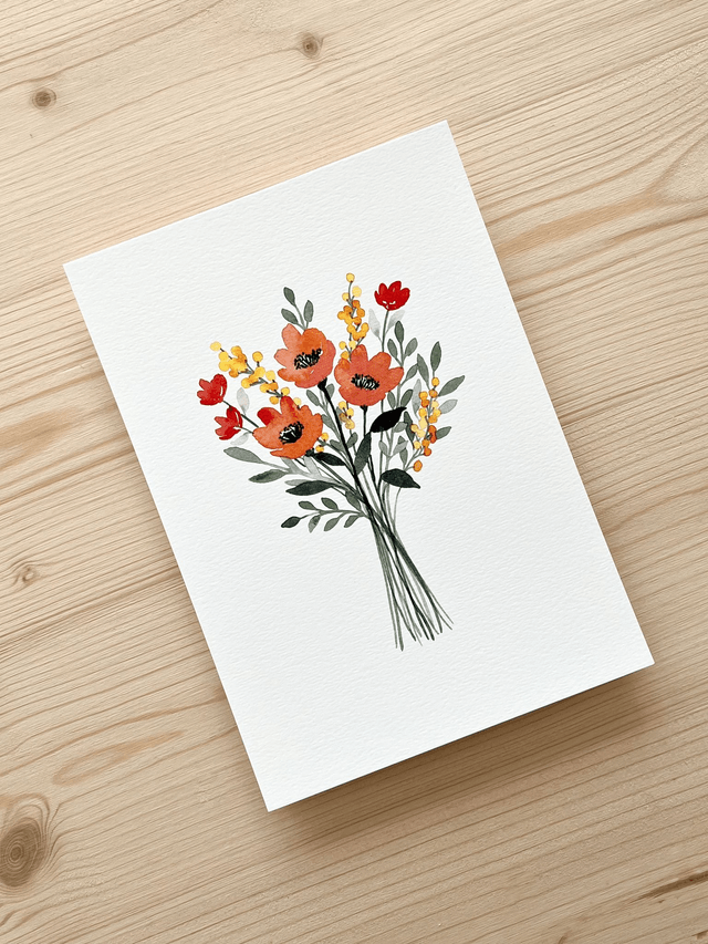 Affiche aquarelle A5 - Bouquet champêtre 