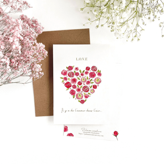 Carte postale aquarelle - LOVE