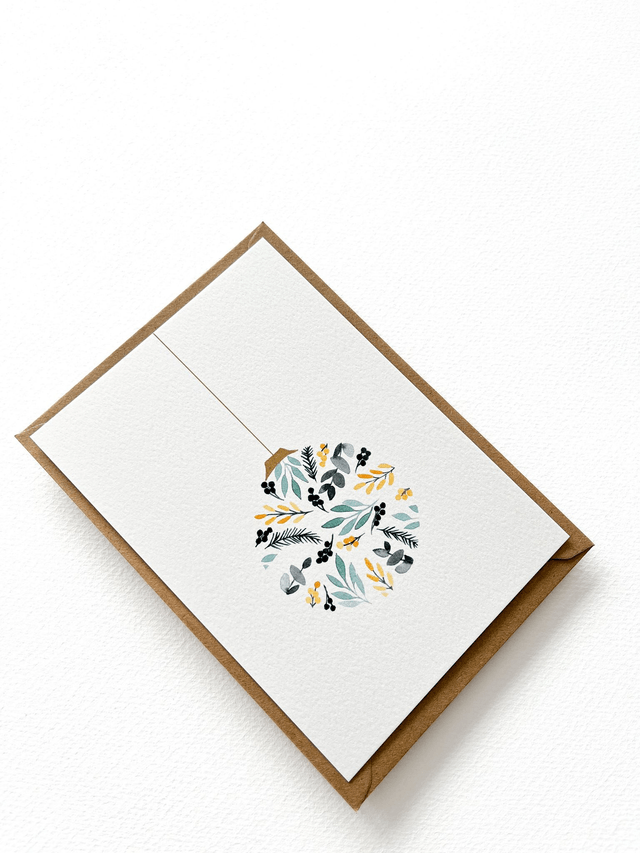 Carte de voeux aquarelle - Boule de Noël