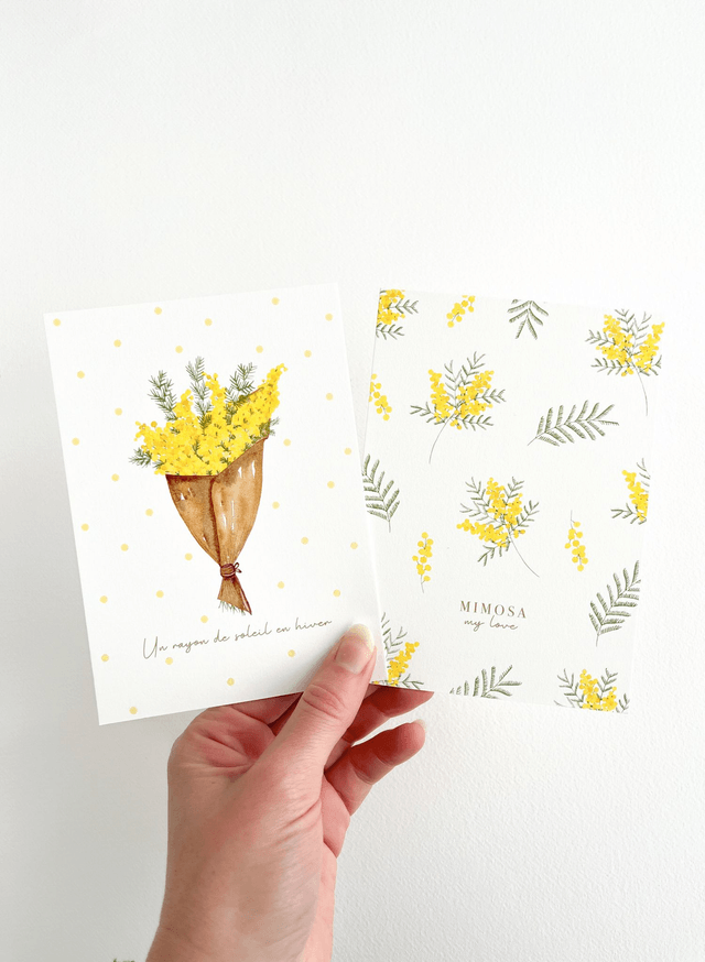 Carte postale aquarelle - Mimosa my love