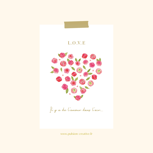 Carte postale aquarelle - LOVE