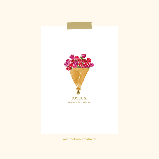 Carte postale aquarelle - Joyeux anniversaire