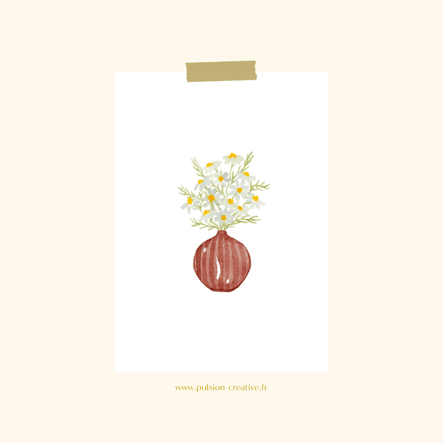 Carte postale aquarelle - Bouquet de marguerites