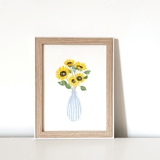 Aquarelle originale 18x24 cm - Bouquet de tournesols