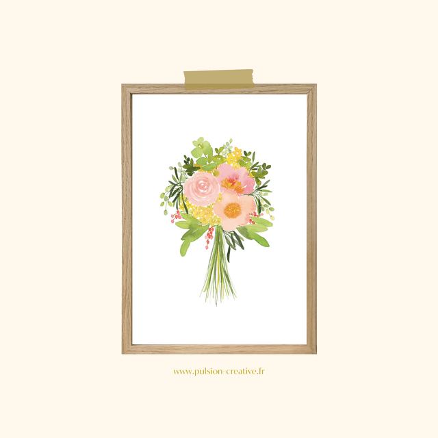 Affiche aquarelle A5 - Bouquet champêtre